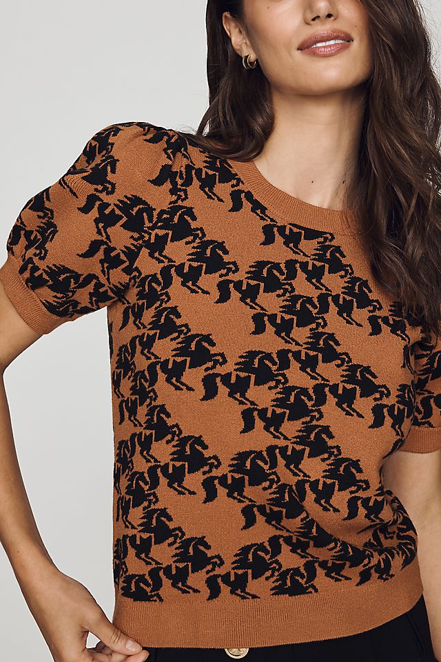 Maeve Maxine Puff-Sleeve Sweater Tee