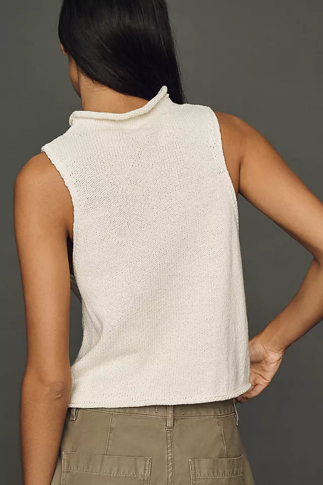 100% Cotton Roll Neck Sweater Tank