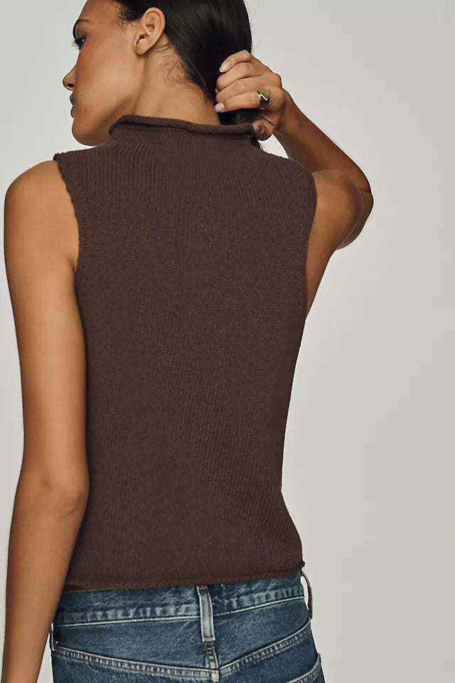 100% Cotton Roll Neck Sweater Tank