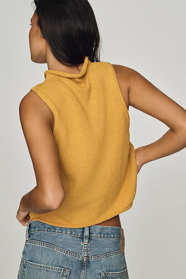100% Cotton Roll Neck Sweater Tank