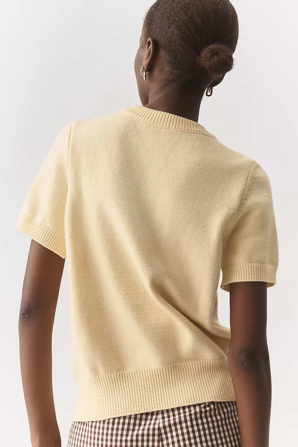 Maeve Short-Sleeve Crew-Neck Cardigan Sweater