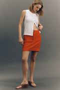 Maeve Colette Linen Stretch Mini Skirt Cherry Tomato