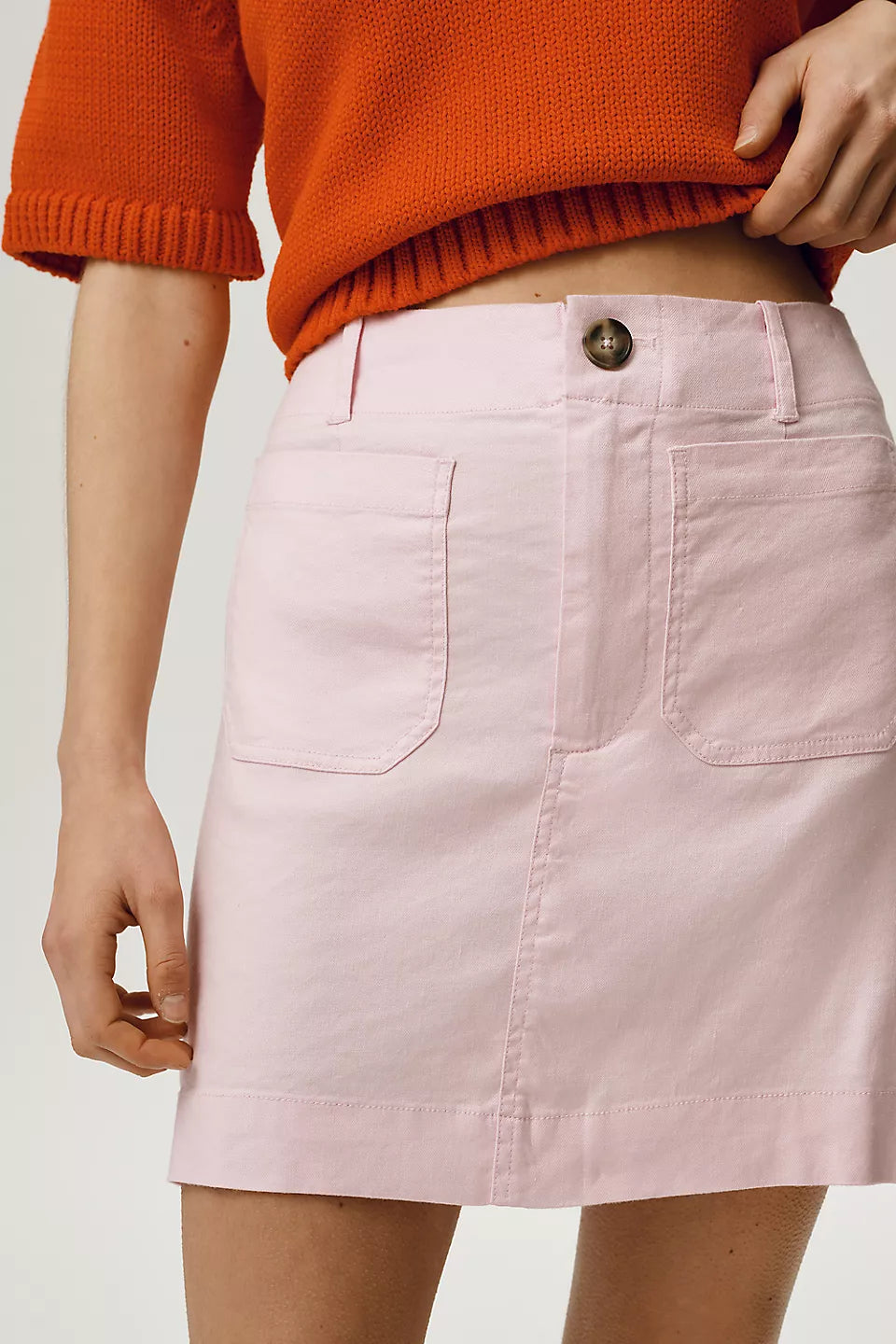 Maeve Colette Linen Stretch Mini Skirt Cherry Tomato