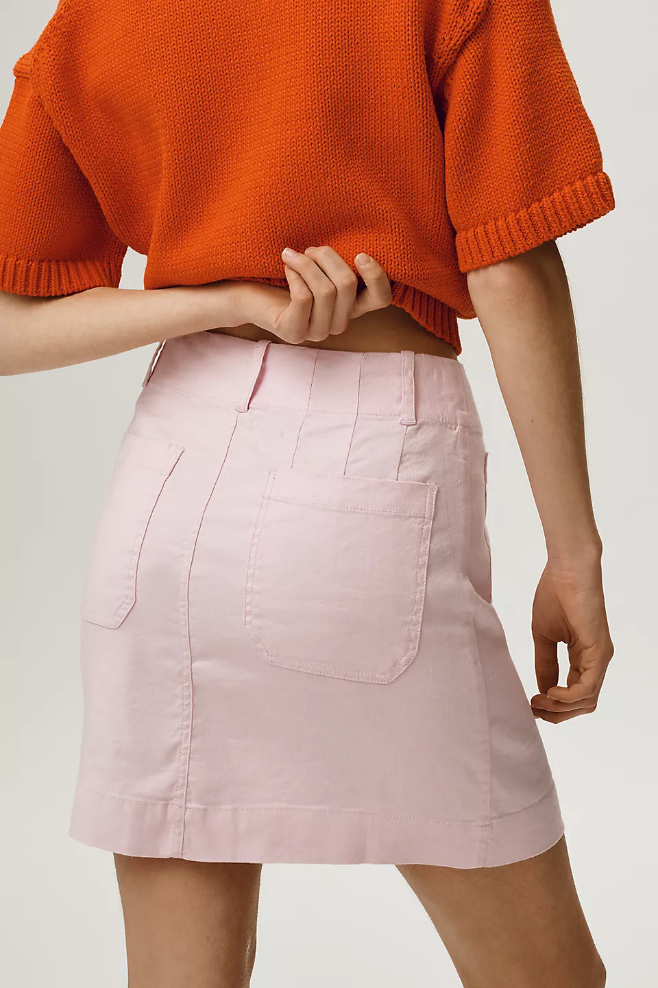 Maeve Colette Linen Stretch Mini Skirt Cherry Tomato