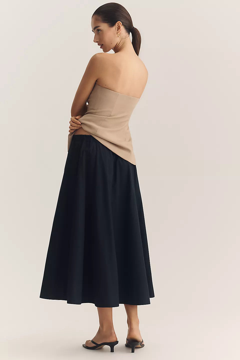Maeve 100% Cotton Pull-On Midi Skirt