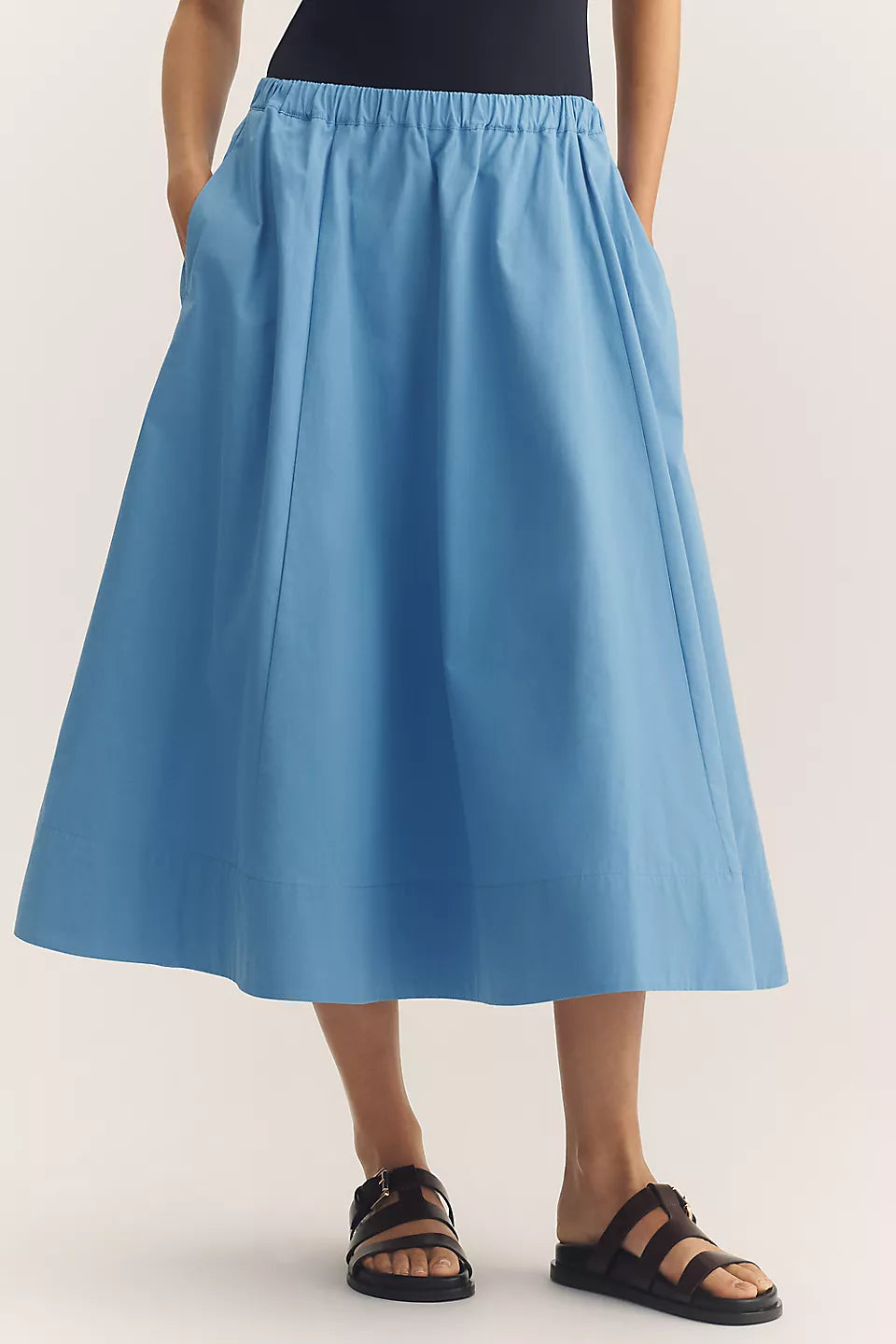 Maeve 100% Cotton Pull-On Midi Skirt