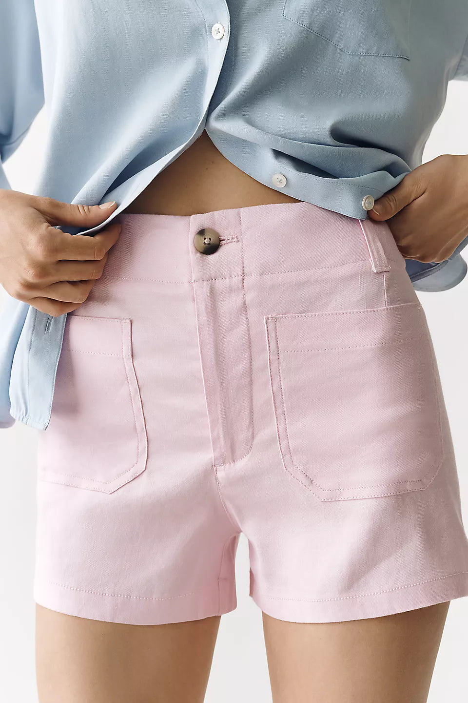 Maeve Colette Linen Stretch High-Rise Shorts