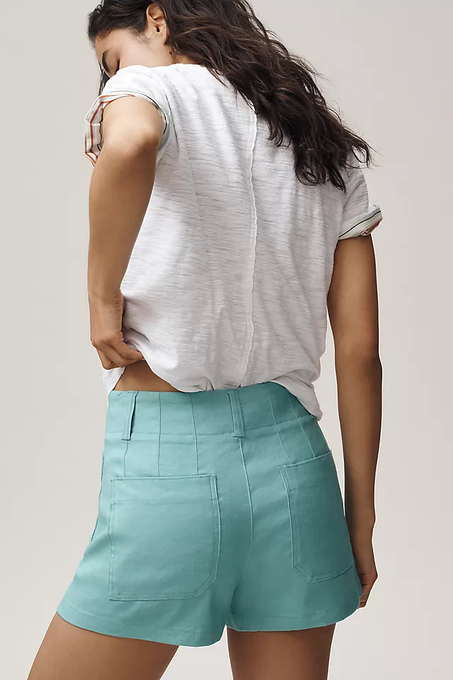 Maeve Colette Linen Stretch High-Rise Shorts Chalk White