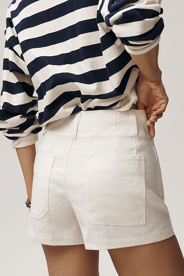 Maeve Colette Linen Stretch High-Rise Shorts Chalk White