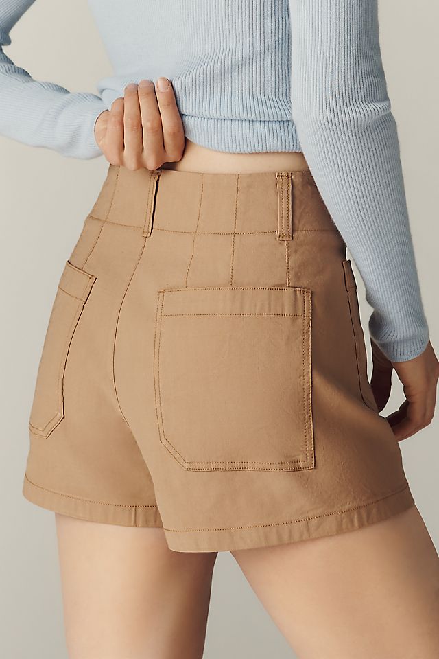 Maeve Colette High-Rise Shorts Camel