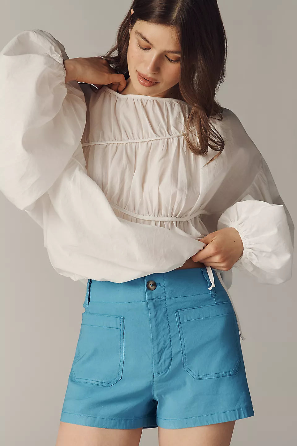 Maeve Colette High-Rise Shorts Camel