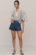 Maeve Colette Denim High-Rise Shorts Dark Denim