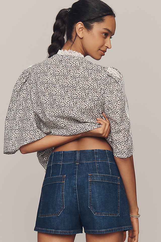 Maeve Colette Denim High-Rise Shorts Dark Denim