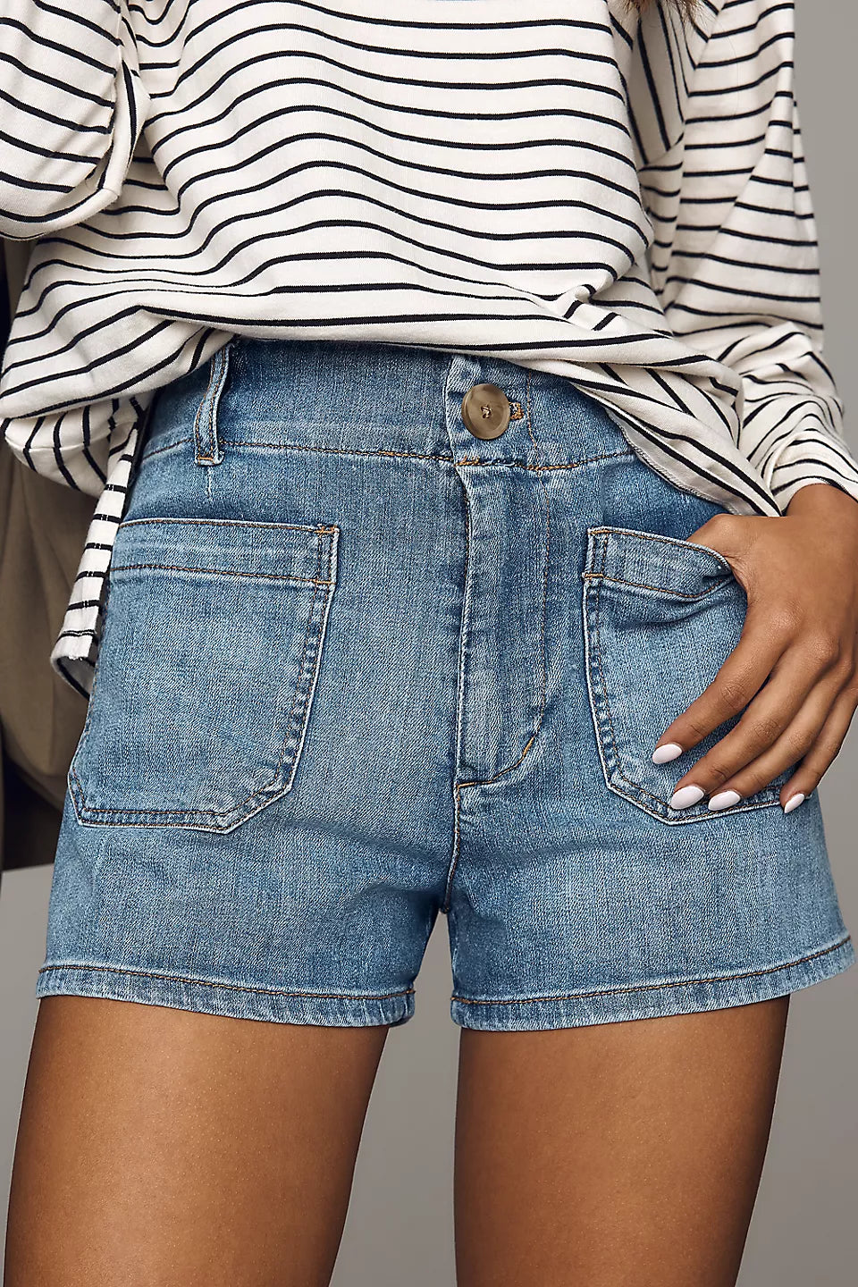 Maeve Colette Denim High-Rise Shorts Dark Denim