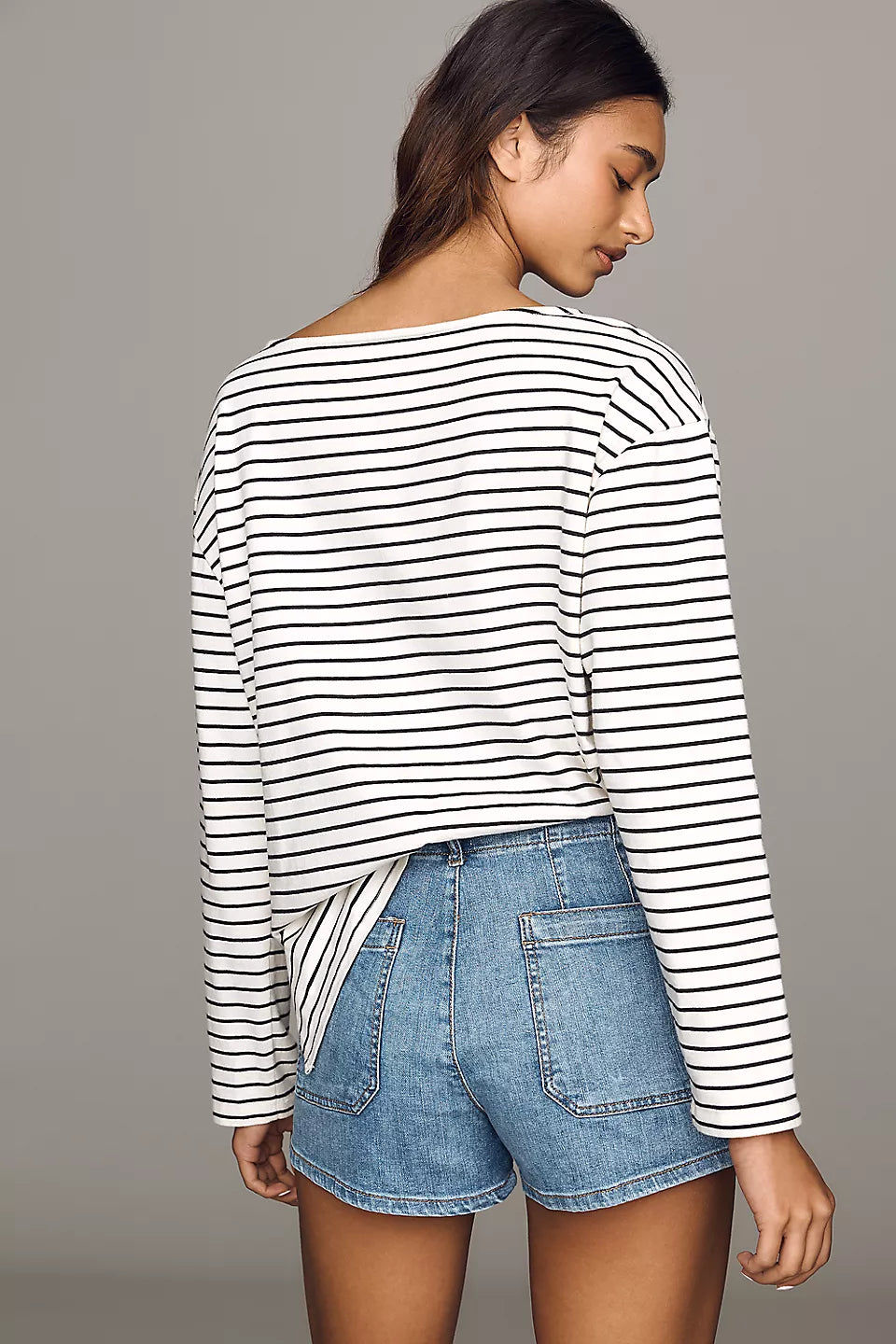 Maeve Colette Denim High-Rise Shorts Dark Denim