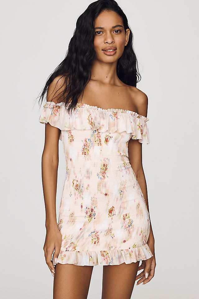 AFRM Syra Off-Shoulder Ruffle Mini Dress