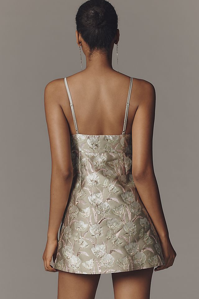 Endless Rose Jacquard Sleeveless Mini Dress Green Floral