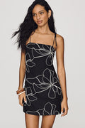 Moon River Square-Neck Shift Dress Black Multi