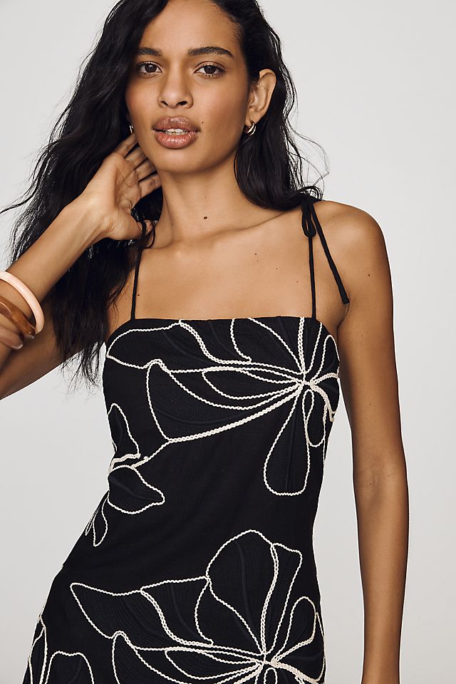 Moon River Square-Neck Shift Dress Black Multi