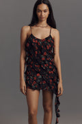 Endless Rose V-Neck Ruffle Mini Dress Black Pattern