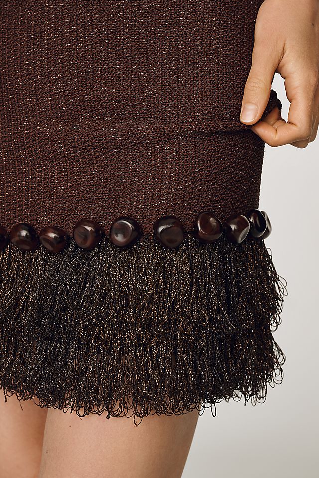 The Wolf Gang Caslida Fringe-Hem Mini Dress