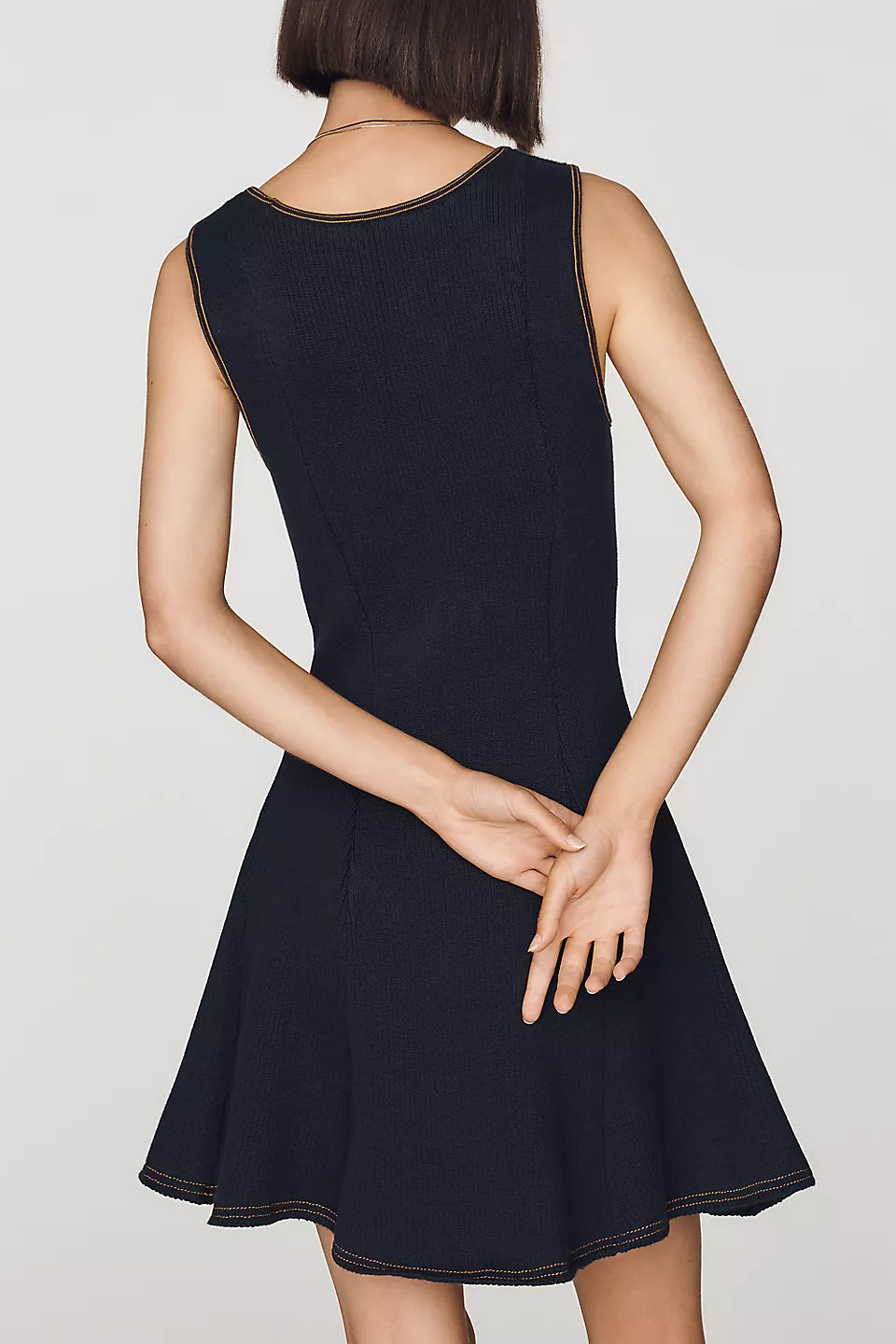Square-Neck Mini Sweater Dress Brown