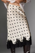 Reformation Carolina Lace-Hem Silk Midi Skirt Navy