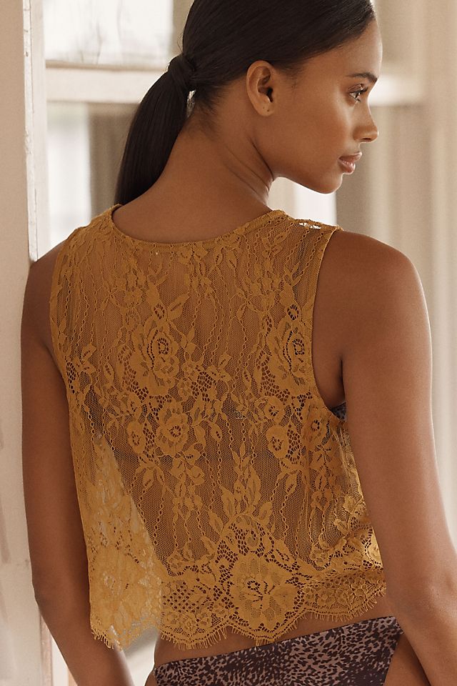 Lyrebird Sheer Lace Swing Tank Black