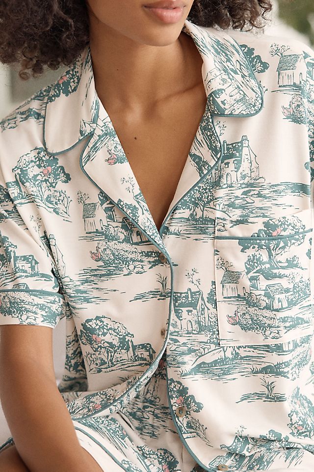 LyreBird Briar Short Sleeve Pajama Shirt in ModaLuxe Cream