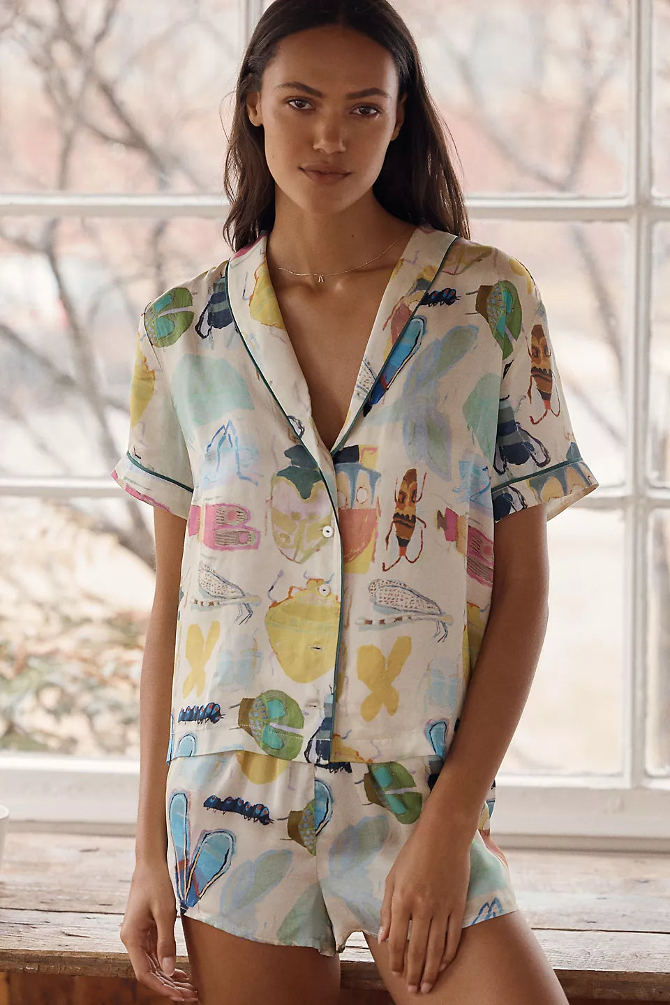 Lyrebird Neela Pajama Top in LB Silky Chartreuse