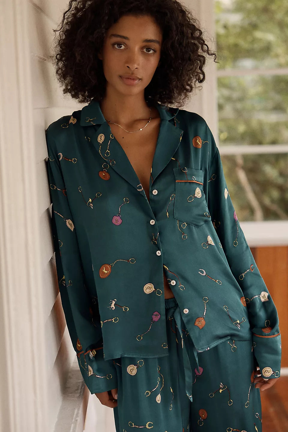 Lyrebird Neela Oversized Pajama Shirt in LB Silky