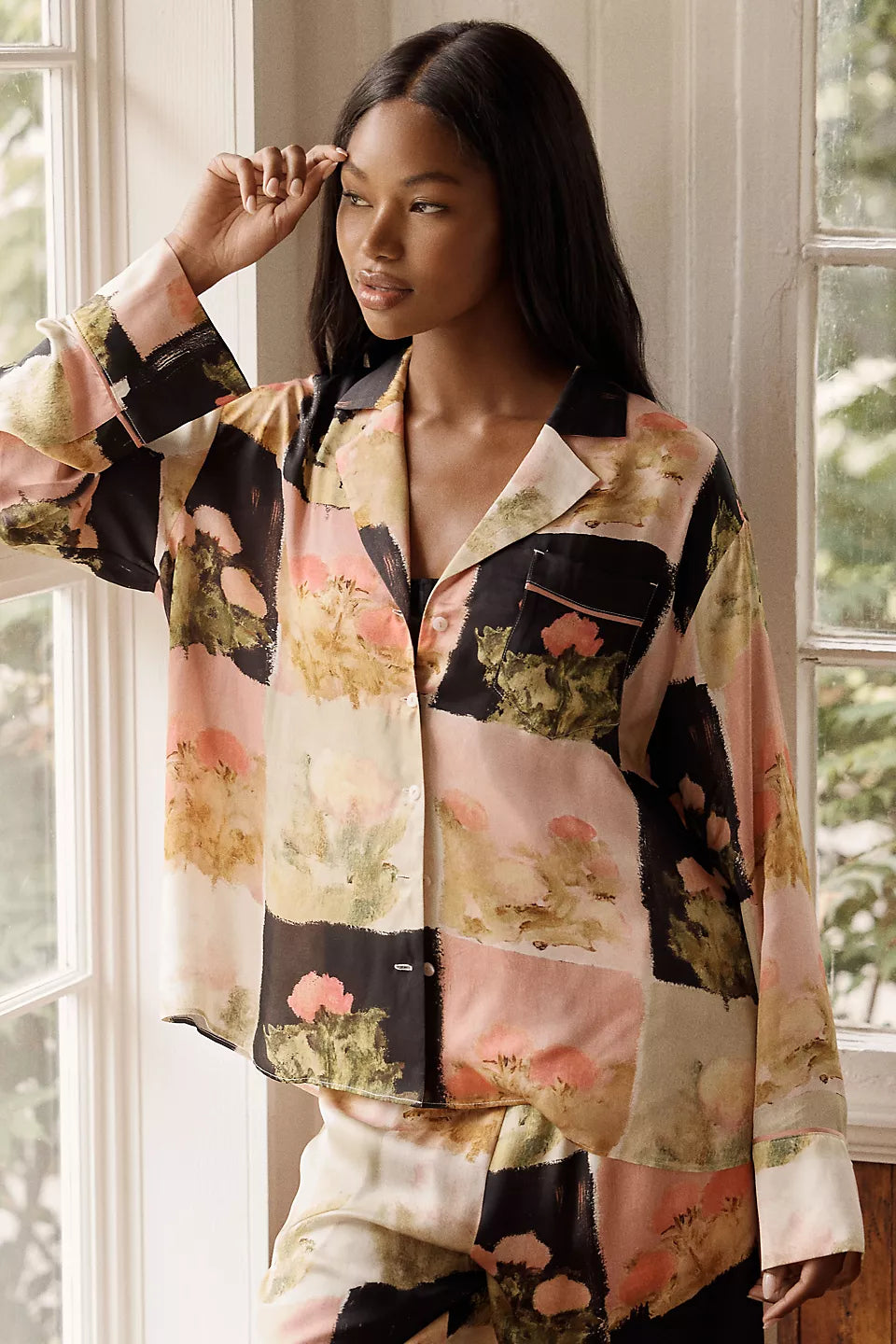 Lyrebird Neela Oversized Pajama Shirt in LB Silky