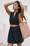 By Anthropologie Short-Sleeve Cutout Mini Dress Black Onyx