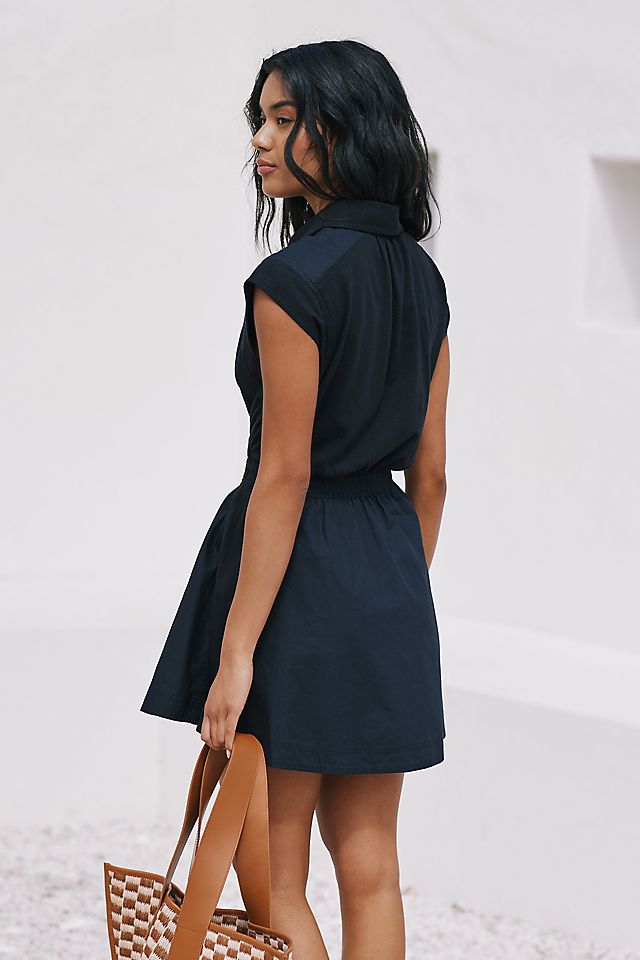 By Anthropologie Short-Sleeve Cutout Mini Dress Black Onyx