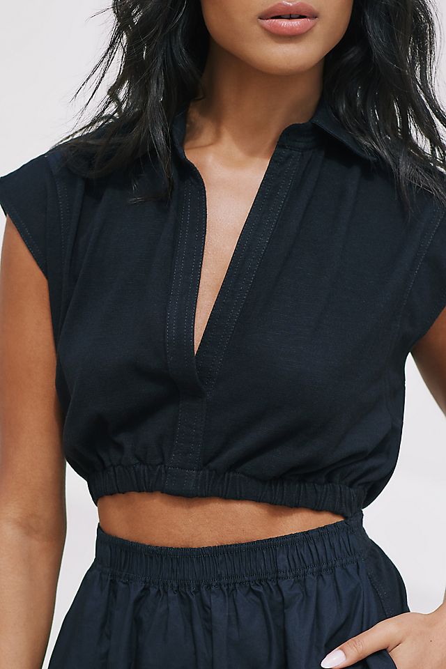 By Anthropologie Short-Sleeve Cutout Mini Dress Black Onyx