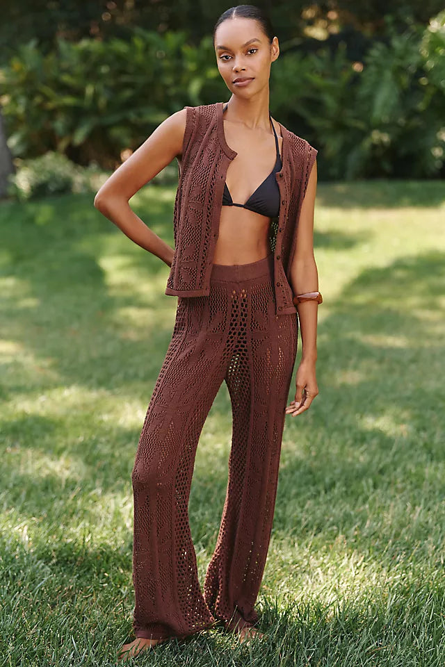 Celandine Bloom Crochet Button Front Top