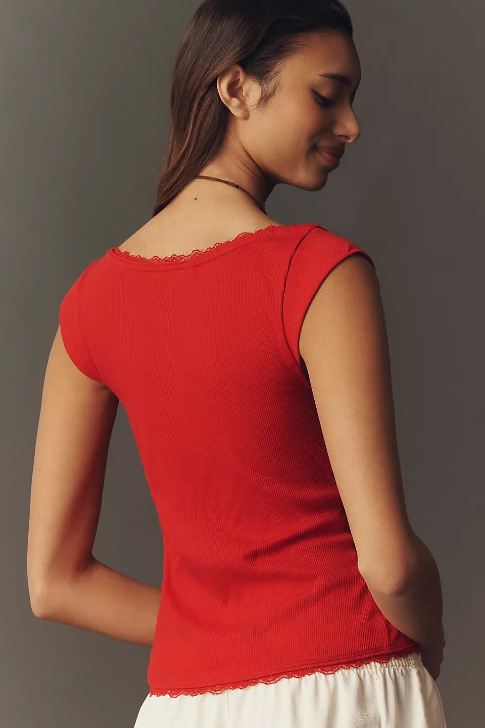 Maeve Lace-Trim Cap-Sleeve Shirt
