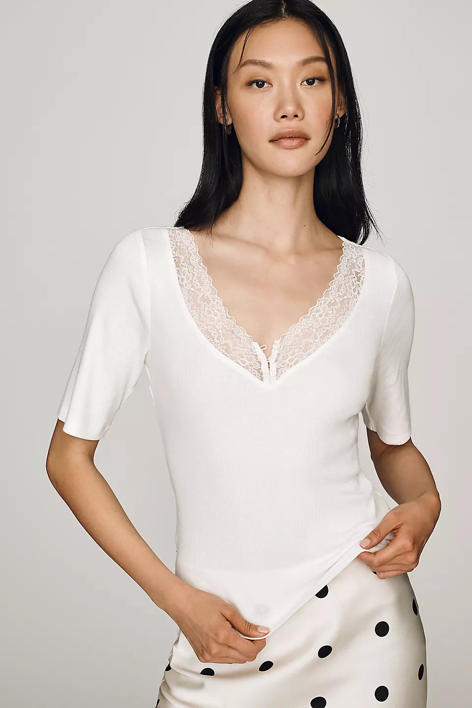 Maeve V-Neck Henley T-Shirt