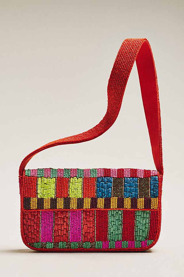 By Anthropologie Fiona Beaded Bag Geometric Edition